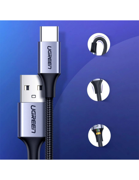 
Laidas USB-A - USB-C QC 3.0 3A 1.5m - pilkas
