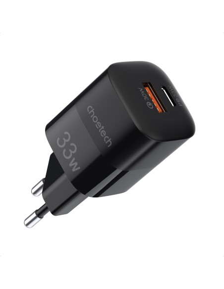 Greitas įkroviklis GaN USB Type C PD QC 33W juodas Greitas įkroviklis GaN USB Type C PD QC 33W juodas