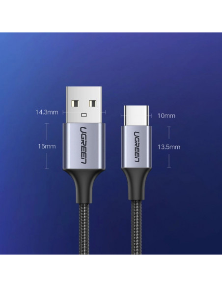 
Laidas USB-A - USB-C QC 3.0 3A 1.5m - pilkas
