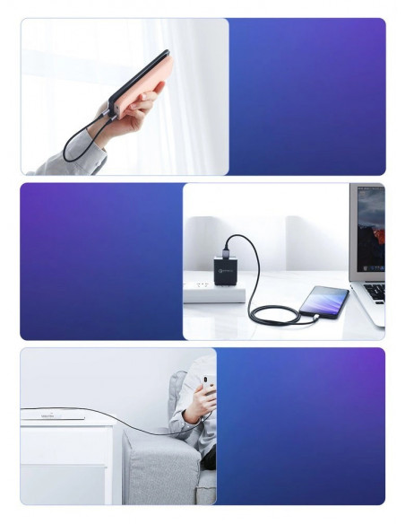 
Laidas USB-A - USB-C QC 3.0 3A 1.5m - pilkas
