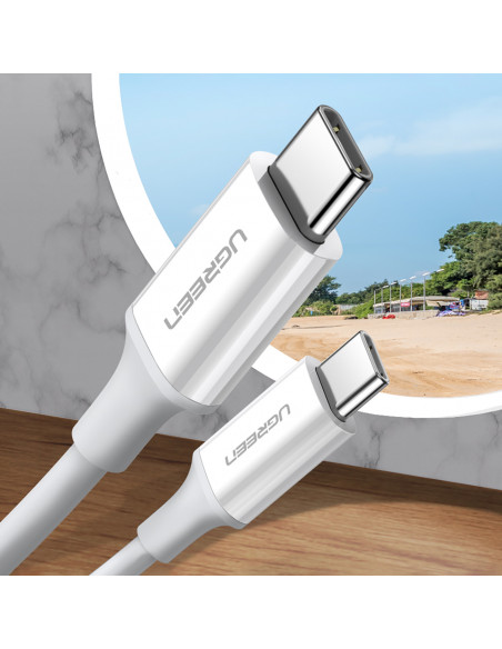 
USB-C - USB-C PD QC AFC 1 m laidas - baltas
