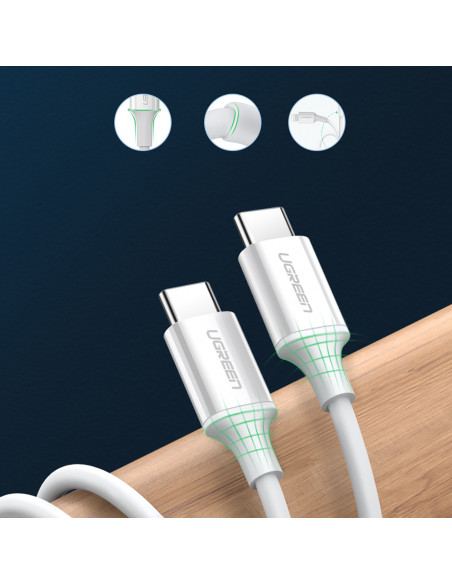 
USB-C - USB-C PD QC AFC 1 m laidas - baltas
