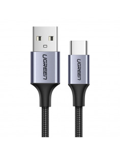 
USB-A - USB-C QC 3.0 3A 0,25 m kabelis - pilkas

