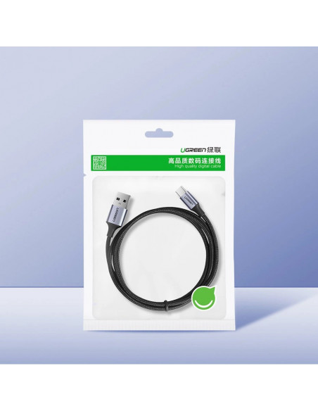 
USB-A - USB-C QC 3.0 3A 0,25 m kabelis - pilkas
