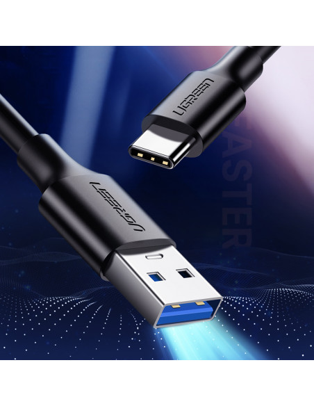 
USB-A 3.0 - USB-C 3A 0,5 m kabelis - juodas
