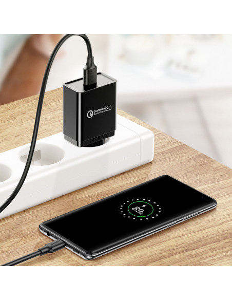 
USB-A 3.0 - USB-C 3A 0,5 m kabelis - juodas
