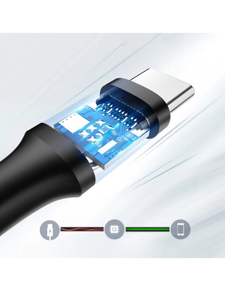 
USB-A 3.0 - USB-C 3A 1,5 m kabelis - juodas
