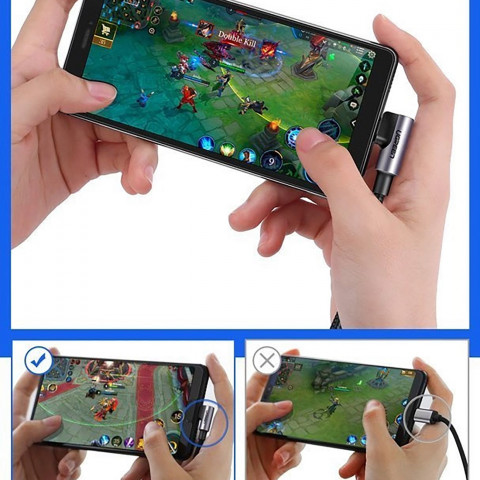 
USB-A - USB-C 3A 3 m kampinis kabelis - pilkas
