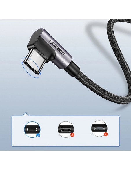 
USB-A - USB-C 3A 3 m kampinis kabelis - pilkas
