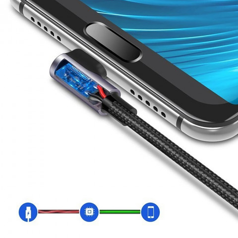 
USB-A - USB-C 3A 3 m kampinis kabelis - pilkas
