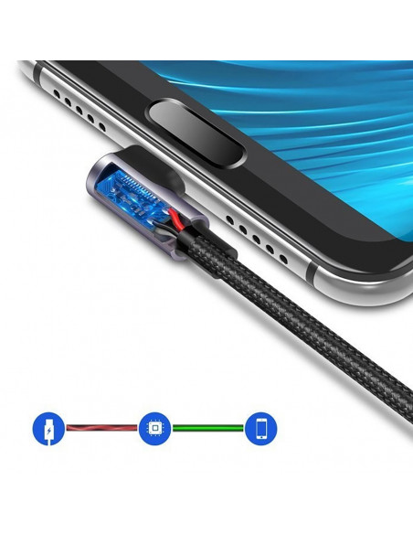 
USB-A - USB-C 3A 3 m kampinis kabelis - pilkas
