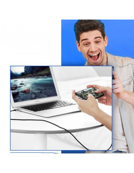 
USB-A - USB-C 3A 3 m kampinis kabelis - pilkas
