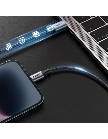 
iPhone Lightning kabelis - USB-C 2.0 MFi 1m - pilkas
