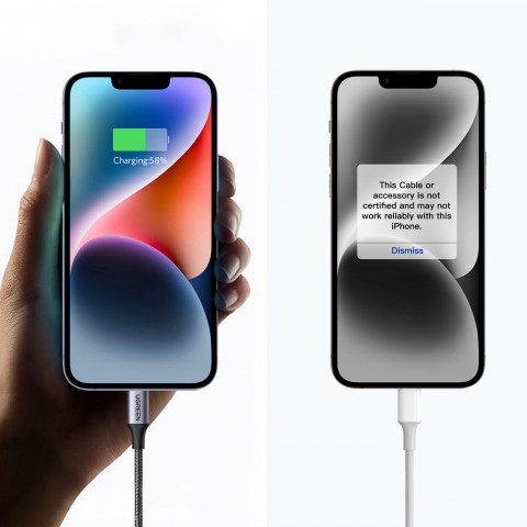 
iPhone Lightning kabelis - USB-C 2.0 MFi 1m - pilkas

