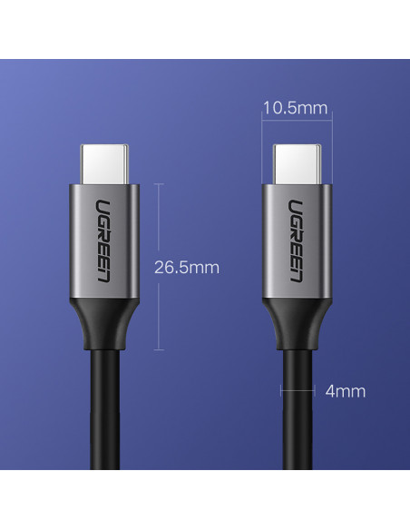 
USB-C 3.1 - USB-C 3.1 1,5 m kabelis - pilkas
