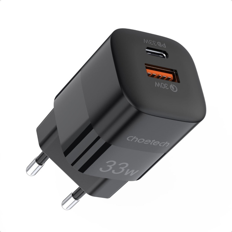 Greitas įkroviklis GaN USB Type C PD QC 33W juodas