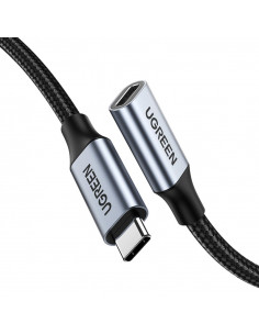 
USB-C PD QC prailginimo laidas 100W 5A 10Gbps 0.5m - pilkas
