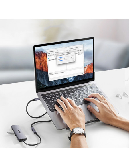 
USB-C PD QC prailginimo laidas 100W 5A 10Gbps 0.5m - pilkas
