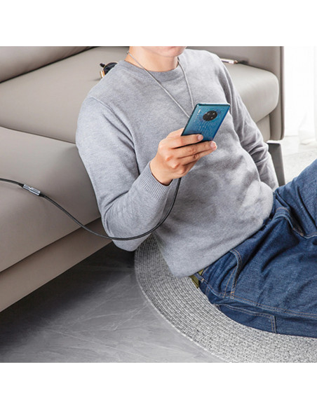 
USB-C PD QC prailginimo laidas 100W 5A 10Gbps 0.5m - pilkas
