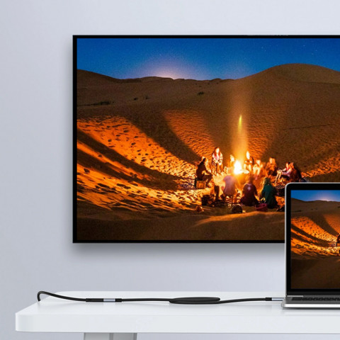 
USB-C PD QC prailginimo laidas 100W 5A 10Gbps 0.5m - pilkas
