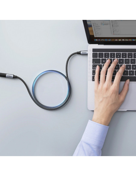 
USB-C PD QC prailginimo laidas 100W 5A 10Gbps 0.5m - pilkas
