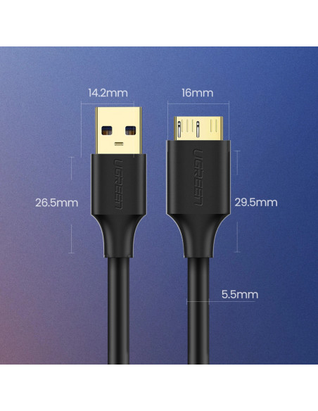 
USB-A 3.0 - micro USB-B 0,5 m kabelis - juodas
