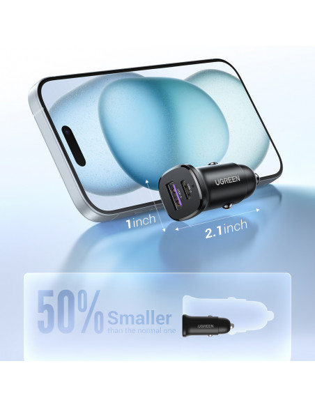 
USB-C USB-A 30W automobilinis įkroviklis – juodas
