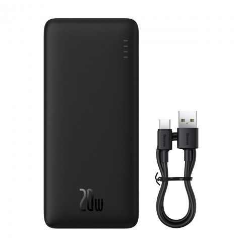 
20000mAh „Airpow 20W“ nešiojama baterija su USB-A - USB-C laidu, 50 cm, juoda
