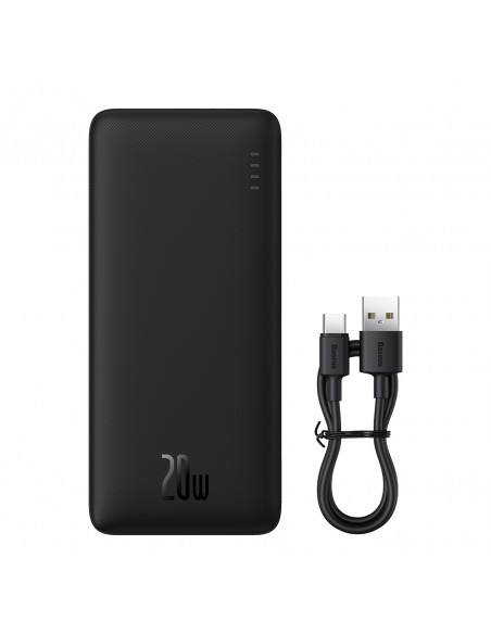 
20000mAh „Airpow 20W“ nešiojama baterija su USB-A - USB-C laidu, 50 cm, juoda
