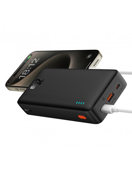 
20000mAh „Airpow 20W“ nešiojama baterija su USB-A - USB-C laidu, 50 cm, juoda
