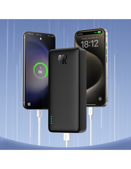 
20000mAh „Airpow 20W“ nešiojama baterija su USB-A - USB-C laidu, 50 cm, juoda
