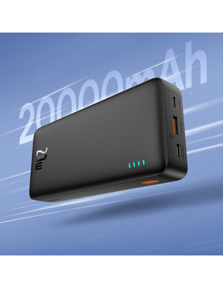 
20000mAh „Airpow 20W“ nešiojama baterija su USB-A - USB-C laidu, 50 cm, juoda

