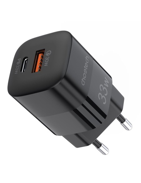 Greitas įkroviklis GaN USB Type C PD QC 33W juodas Greitas įkroviklis GaN USB Type C PD QC 33W juodas