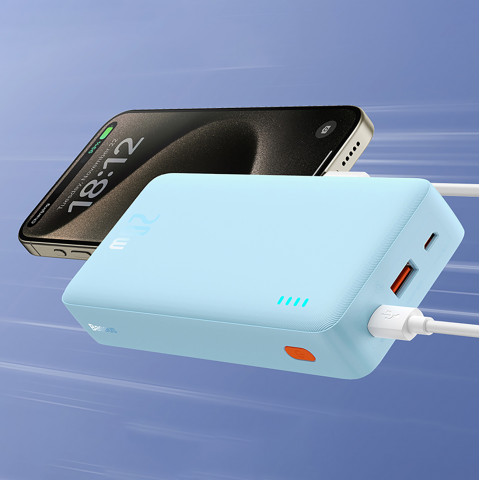 
20000mAh nešiojama baterija „Airpow 20W“ su USB-A - USB-C laidu, 50 cm, mėlyna
