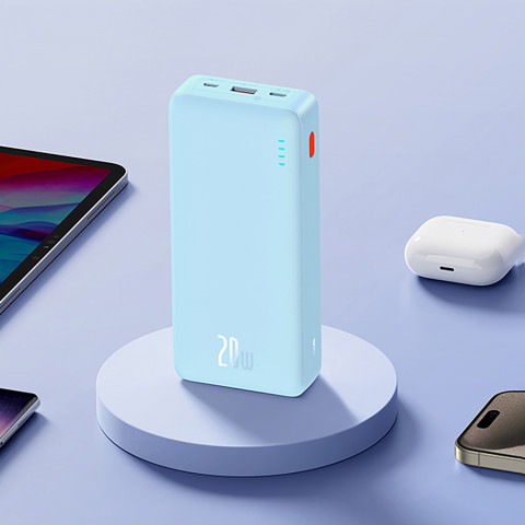 
20000mAh nešiojama baterija „Airpow 20W“ su USB-A - USB-C laidu, 50 cm, mėlyna
