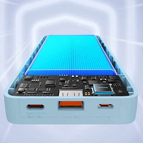 
20000mAh nešiojama baterija „Airpow 20W“ su USB-A - USB-C laidu, 50 cm, mėlyna
