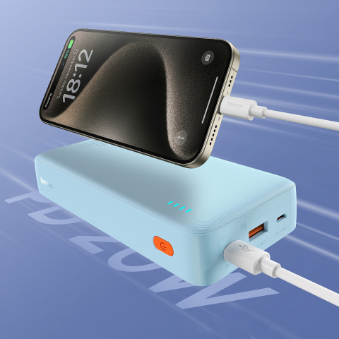 
20000mAh nešiojama baterija „Airpow 20W“ su USB-A - USB-C laidu, 50 cm, mėlyna
