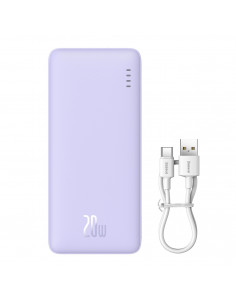 
„Airpow“ greito įkrovimo 20 W 20000 mAh išorinė baterija su 50 cm USB-C laidu – violetinė
