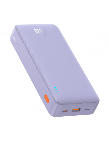 
„Airpow“ greito įkrovimo 20 W 20000 mAh išorinė baterija su 50 cm USB-C laidu – violetinė
