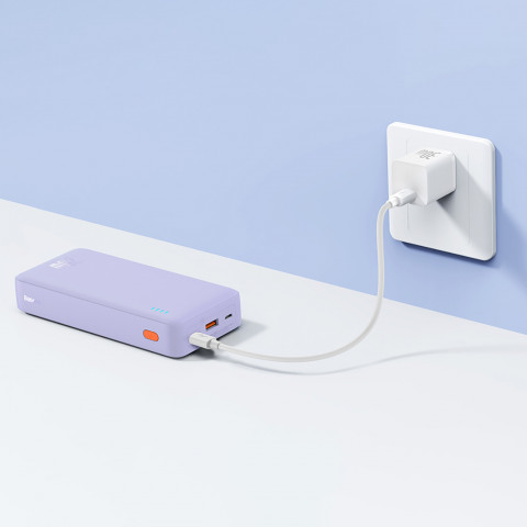 
„Airpow“ greito įkrovimo 20 W 20000 mAh išorinė baterija su 50 cm USB-C laidu – violetinė
