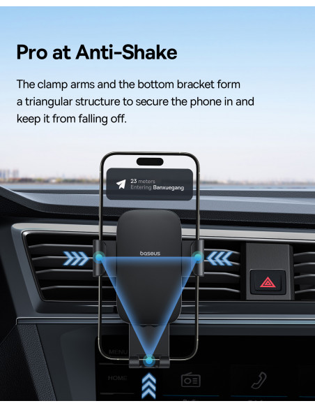 
Metalinis 3 metų amžiaus „Gravity“ automobilio telefono laikiklis oro išleidimo angai – juodas
