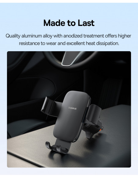 
Metalinis 3 metų amžiaus „Gravity“ automobilio telefono laikiklis oro išleidimo angai – juodas
