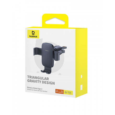 
Metalinis 3 metų amžiaus „Gravity“ automobilio telefono laikiklis oro išleidimo angai – juodas
