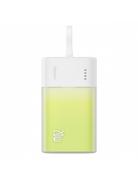 
„Popsicle“ išorinė baterija 5200mAh 20W su „Lightning“ laidu 60W/ 20V/ 3A/ 30cm - balta-žalia
