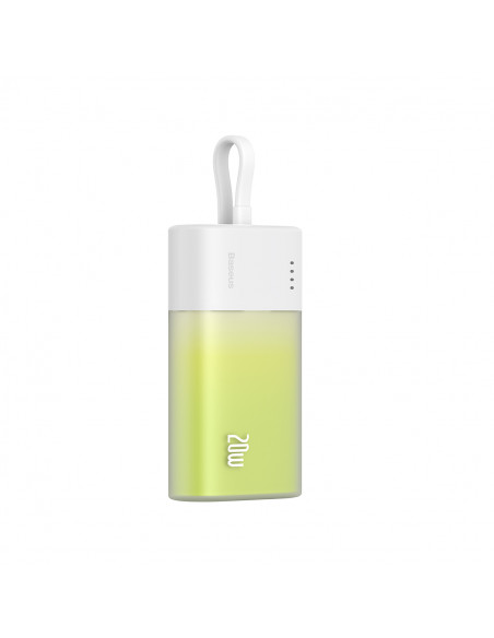 
„Popsicle“ išorinė baterija 5200mAh 20W su „Lightning“ laidu 60W/ 20V/ 3A/ 30cm - balta-žalia
