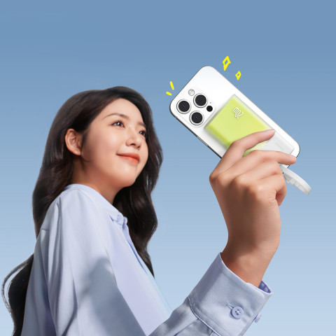 
„Popsicle“ išorinė baterija 5200mAh 20W su „Lightning“ laidu 60W/ 20V/ 3A/ 30cm - balta-žalia
