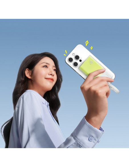 
„Popsicle“ išorinė baterija 5200mAh 20W su „Lightning“ laidu 60W/ 20V/ 3A/ 30cm - balta-žalia
