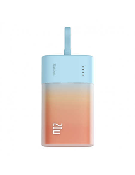 
„Popsicle“ nešiojama baterija 5200mAh 20W su „Lightning“ laidu 60W/ 20V/ 3A/ 30cm - mėlynai oranžinė
