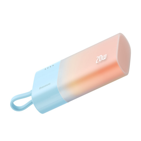 
„Popsicle“ nešiojama baterija 5200mAh 20W su „Lightning“ laidu 60W/ 20V/ 3A/ 30cm - mėlynai oranžinė
