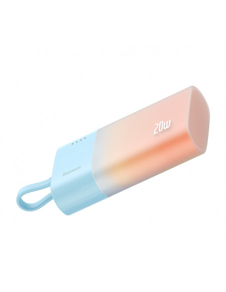 
„Popsicle“ nešiojama baterija 5200mAh 20W su „Lightning“ laidu 60W/ 20V/ 3A/ 30cm - mėlynai oranžinė

